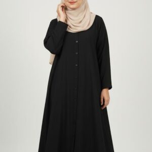 Black button down abaya dress for women full length modest wear
